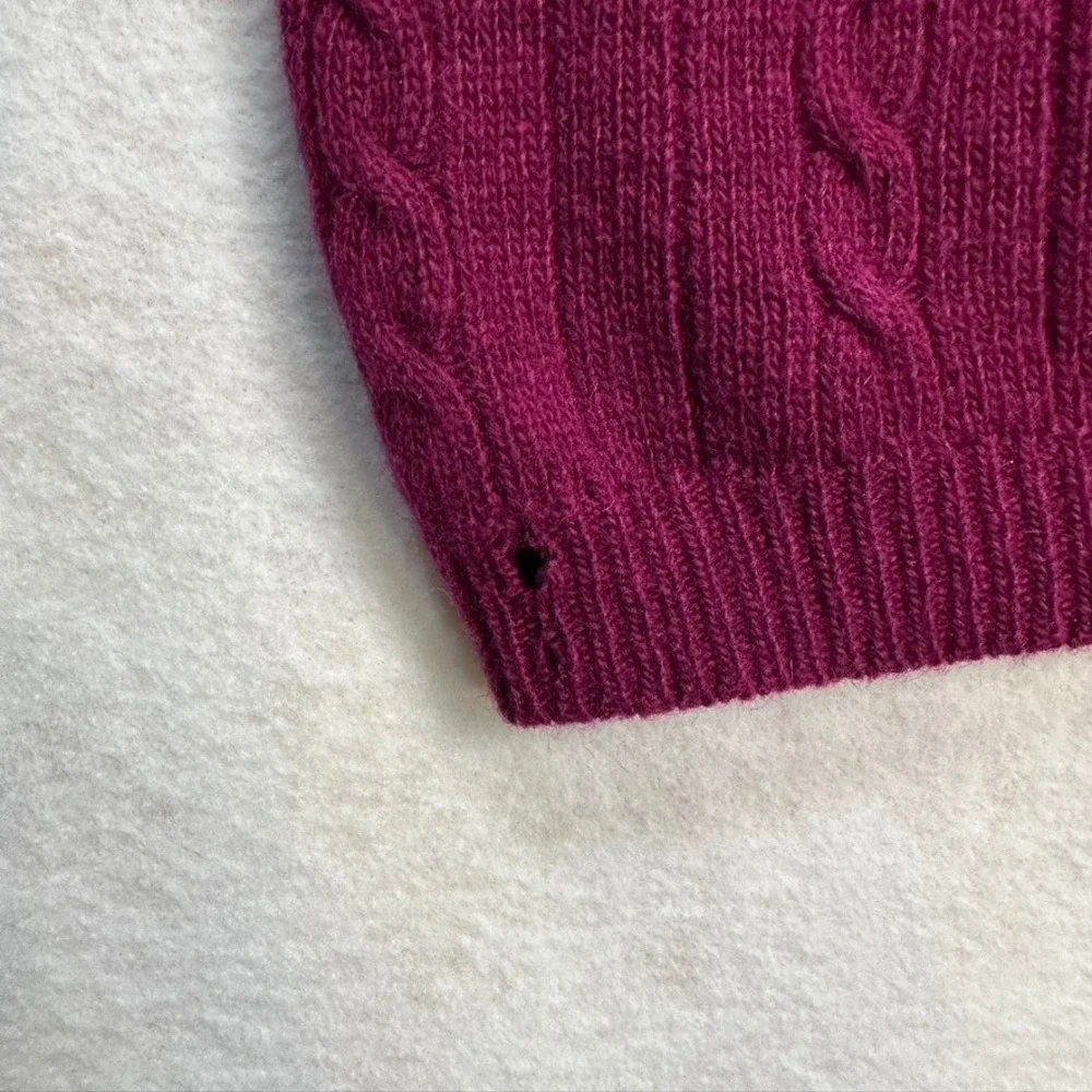 Vintage Outlander Studio Lambswool Angora Cable Knit Polo‎ Sweater Dress Pink M